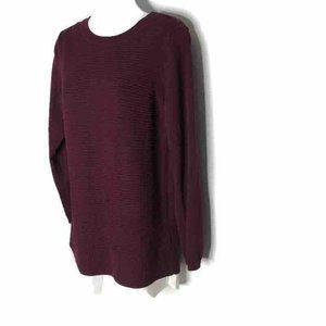 Hillary Radley Womens SweaterM Maroon Ribbed Viscose Blend Long Sleeve Pullover